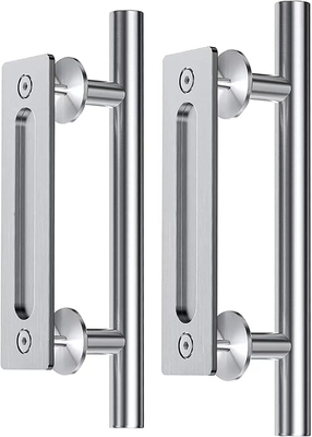 12" Stainless Steel Interactive Door Knob And Pull Handle Flush Hardware Set