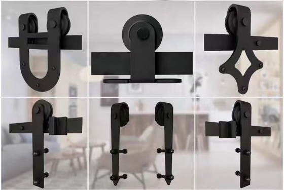 Black Powder Coated Nylon Sliding Barn Door Track And Hardware